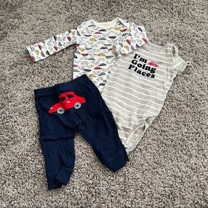 6 Month Baby Boy Three Piece Car Outfit